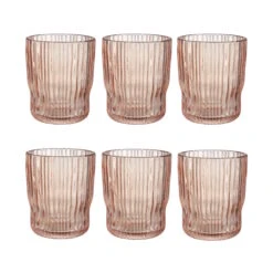 6x Gläser Mit Rillen 250ml CHELSEA In Pastellorange
