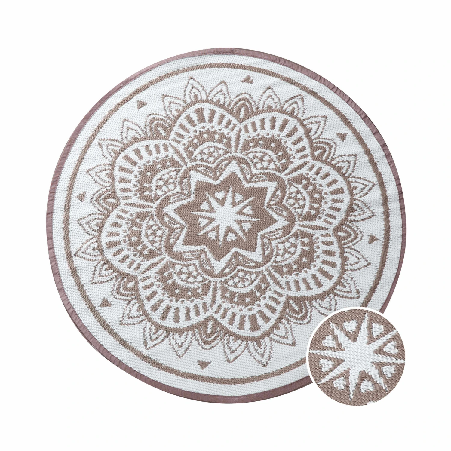 In- & Outdoor-Teppich Flora Ø118cm COLOUR CLASH In Natur-Weiß 1 In- & Outdoor-Teppich Flora Ø118cm COLOUR CLASH In Natur-Weiß