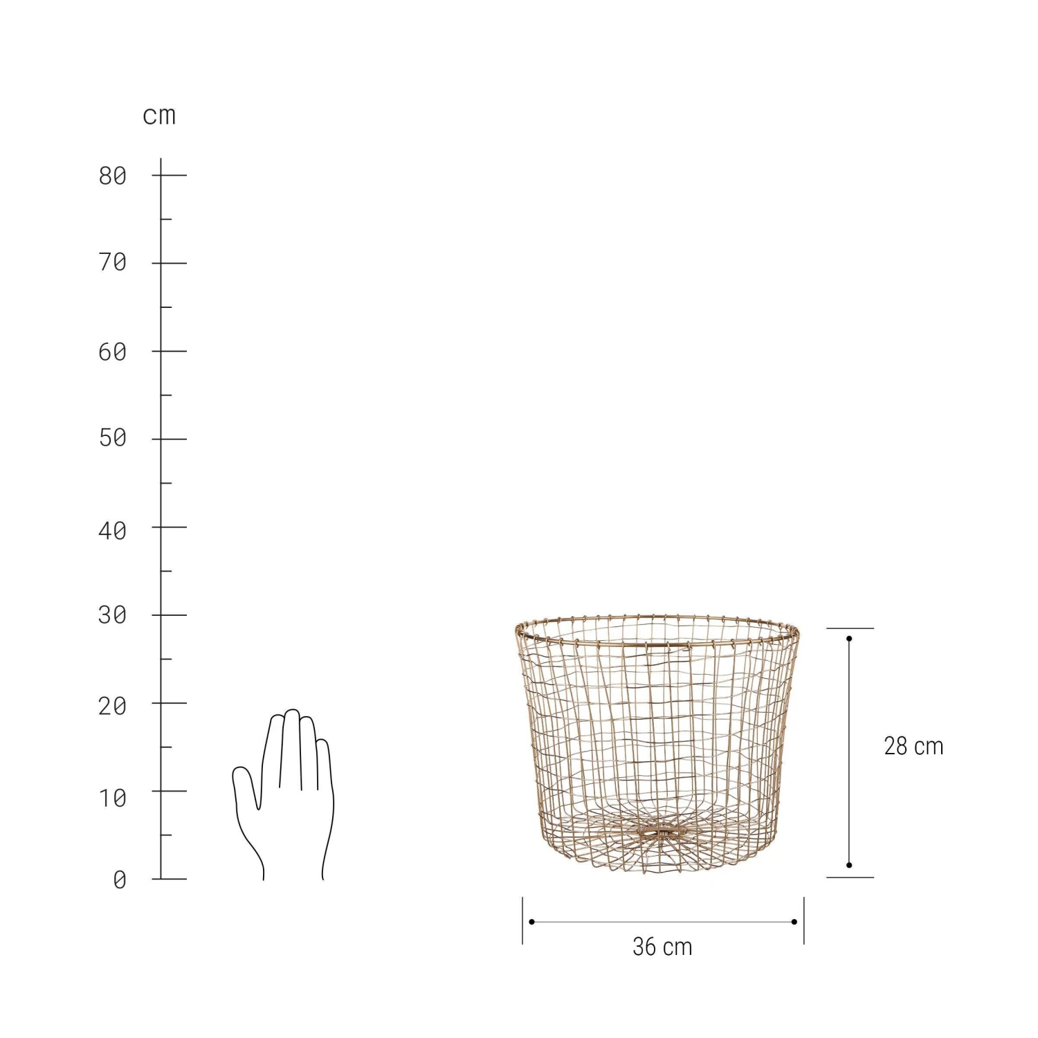 Korb Rund Ø36cm GRID In Gold 2 Korb Rund Ø36cm GRID In Gold – Bild 2