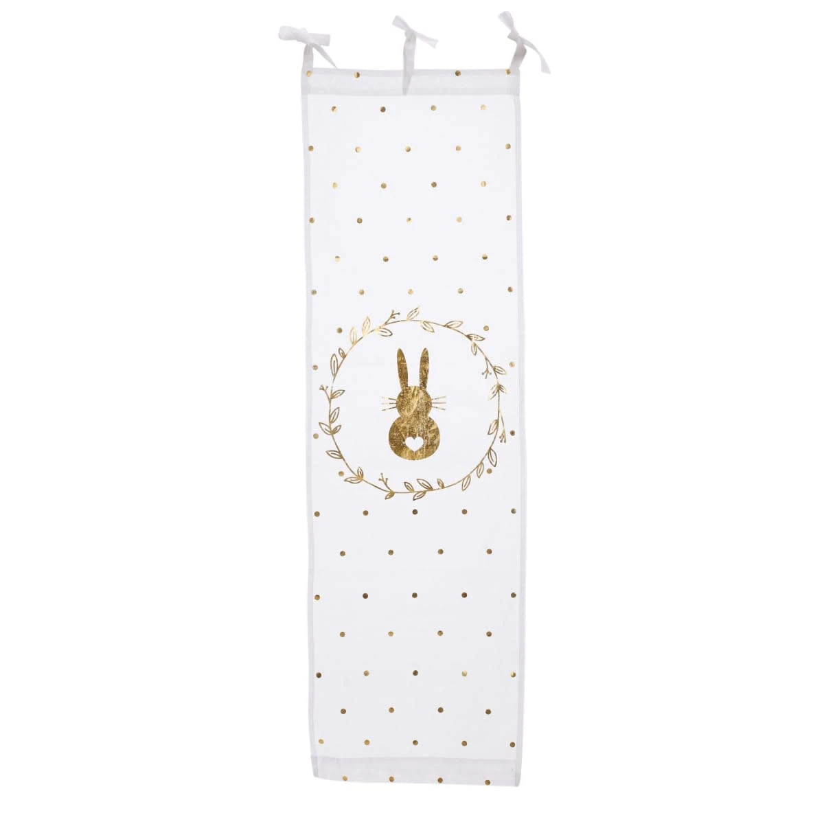 Organdy-Vorhang Hase, Weiß/Goldfarben 1 Organdy-Vorhang Hase, Weiß/Goldfarben