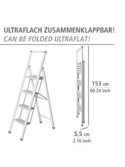 Wenko Alu-Design Klapptrittleiter 4-stufig Weiß In Weiß -Einrichtungsgeschäft wenko alu design klapptrittleiter 4 stufig weiss in weiss 4